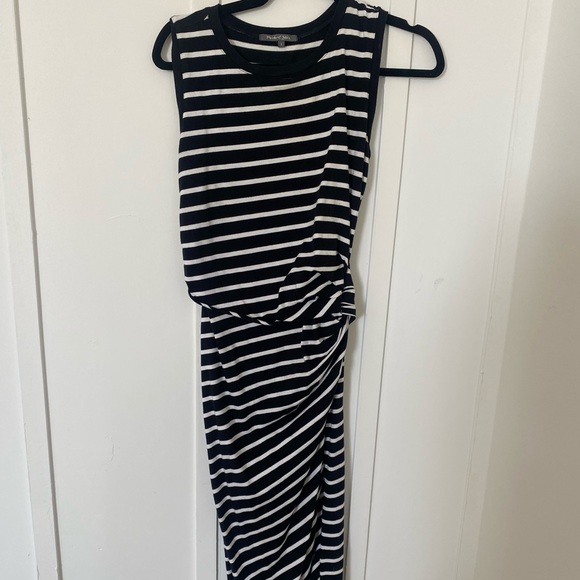 Michael stars navy and white stripe midi dress small - Picture 3 of 6